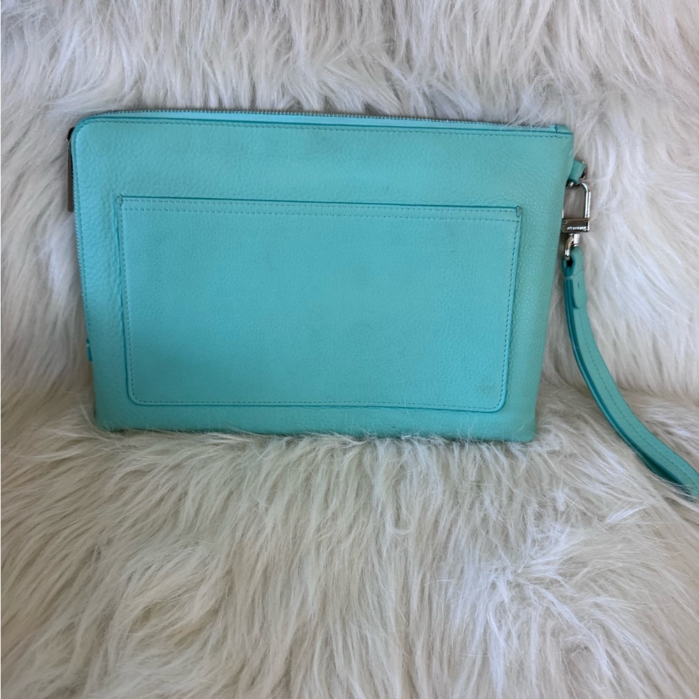 Tiffany & Co. Aqua Leather Clutch - Picture 4 of 5